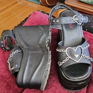 Demonia Black Platform Sandals WAVE-09